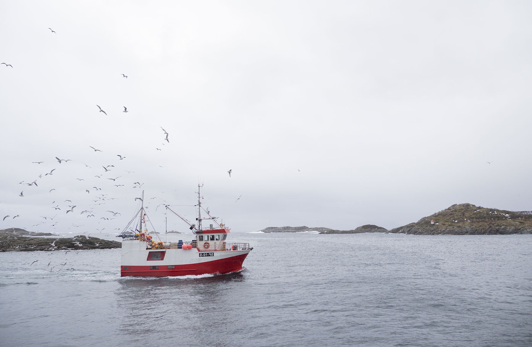 노르웨이 바다의 보트